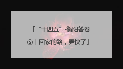 “十四五”·衡阳答卷⑤｜回家的路，更快了