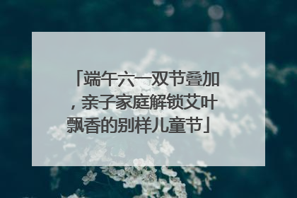 端午六一双节叠加，亲子家庭解锁艾叶飘香的别样儿童节