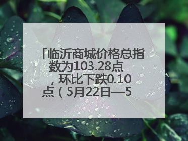 临沂商城价格总指数为103.28点，环比下跌0.10点（5月22日—5月28日）