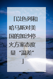 以色列和哈马斯对美国的加沙停火方案态度显“温差”