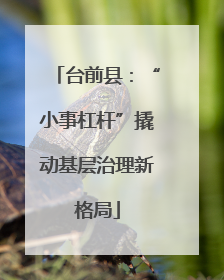 台前县：“小事杠杆”撬动基层治理新格局