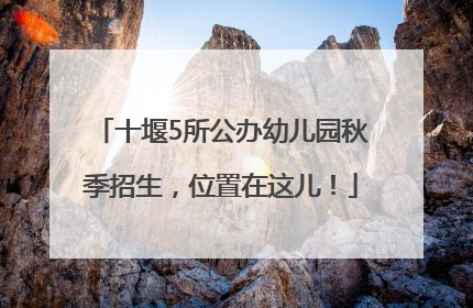 十堰5所公办幼儿园秋季招生，位置在这儿！