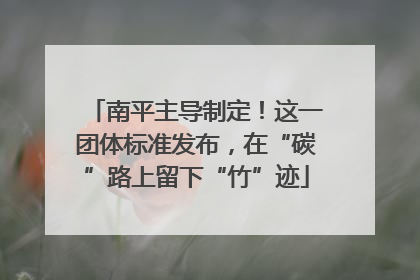 南平主导制定！这一团体标准发布，在“碳”路上留下“竹”迹