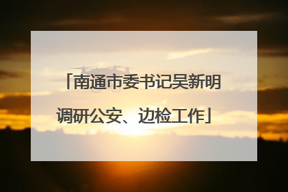 南通市委书记吴新明调研公安、边检工作
