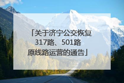 关于济宁公交恢复317路、501路原线路运营的通告