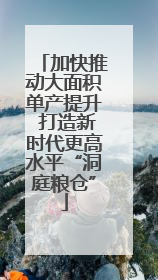 加快推动大面积单产提升 打造新时代更高水平“洞庭粮仓”