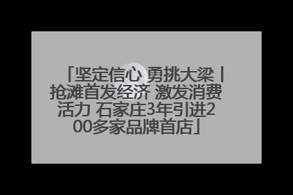 坚定信心 勇挑大梁丨抢滩首发经济 激发消费活力 石家庄3年引进200多家品牌首店