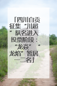 四川自贡征集“川超”队名进入投票阶段：“龙焱”“龙焰”暂居一二名