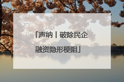 声纳丨破除民企融资隐形梗阻