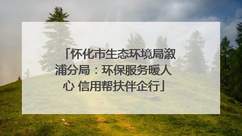 怀化市生态环境局溆浦分局：环保服务暖人心 信用帮扶伴企行