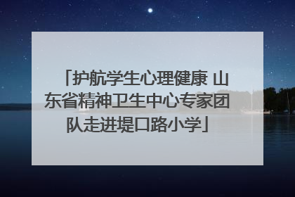 护航学生心理健康 山东省精神卫生中心专家团队走进堤口路小学