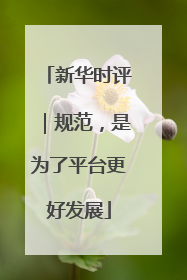 新华时评｜规范，是为了平台更好发展