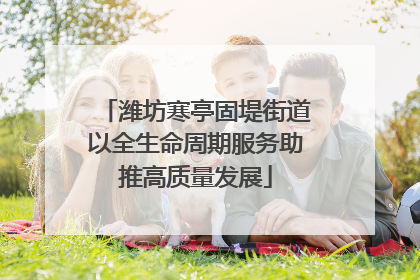 潍坊寒亭固堤街道以全生命周期服务助推高质量发展