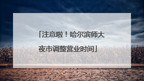 注意啦！哈尔滨师大夜市调整营业时间