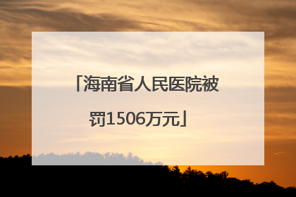 海南省人民医院被罚1506万元