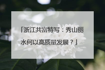 浙江共富特写：秀山丽水何以高质量发展？