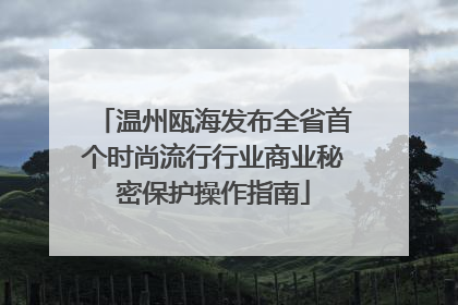 温州瓯海发布全省首个时尚流行行业商业秘密保护操作指南