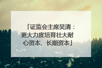 证监会主席吴清：更大力度培育壮大耐心资本、长期资本