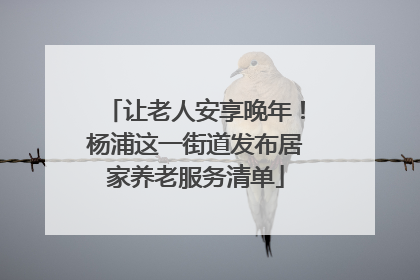 让老人安享晚年！杨浦这一街道发布居家养老服务清单