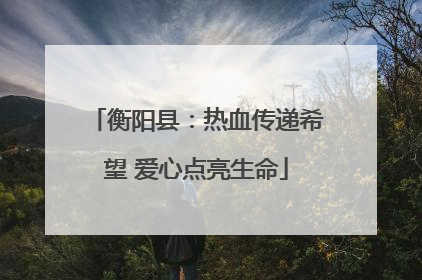 衡阳县：热血传递希望 爱心点亮生命