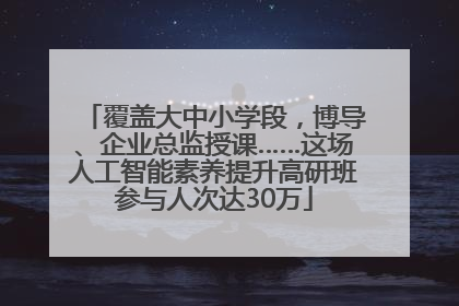 覆盖大中小学段，博导、企业总监授课……这场人工智能素养提升高研班参与人次达30万