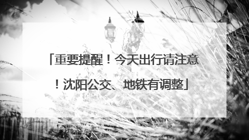 重要提醒！今天出行请注意！沈阳公交、地铁有调整
