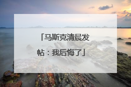 马斯克清晨发帖：我后悔了