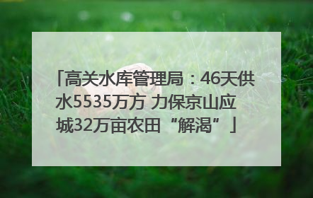 高关水库管理局：46天供水5535万方 力保京山应城32万亩农田“解渴”