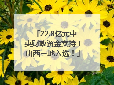 22.8亿元中央财政资金支持！山西三地入选！