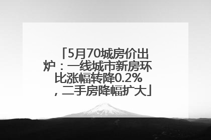 5月70城房价出炉：一线城市新房环比涨幅转降0.2%，二手房降幅扩大