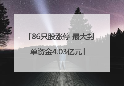 86只股涨停 最大封单资金4.03亿元